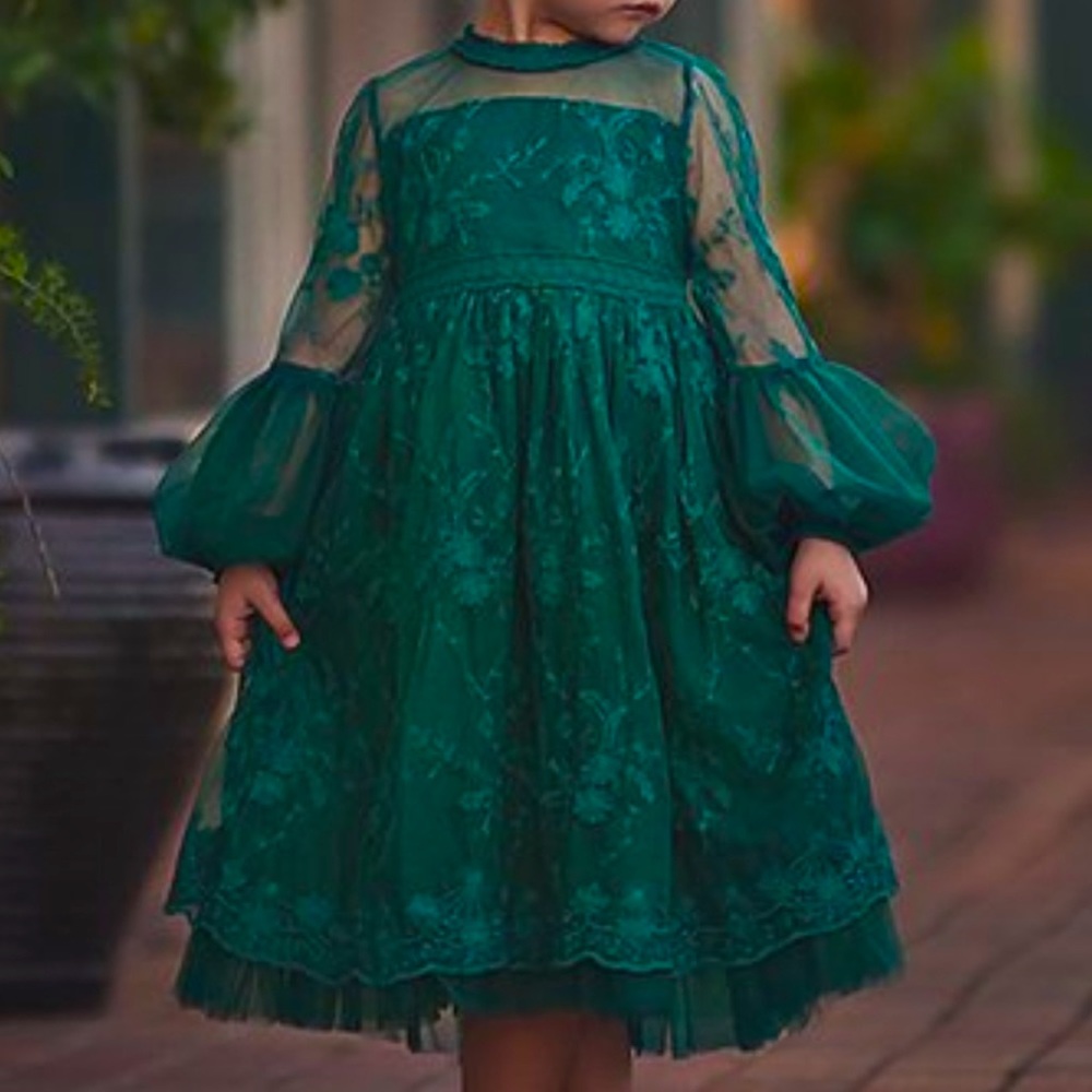 COPY - TRISH SCULLY CHILD Emerald Green Princess Dress